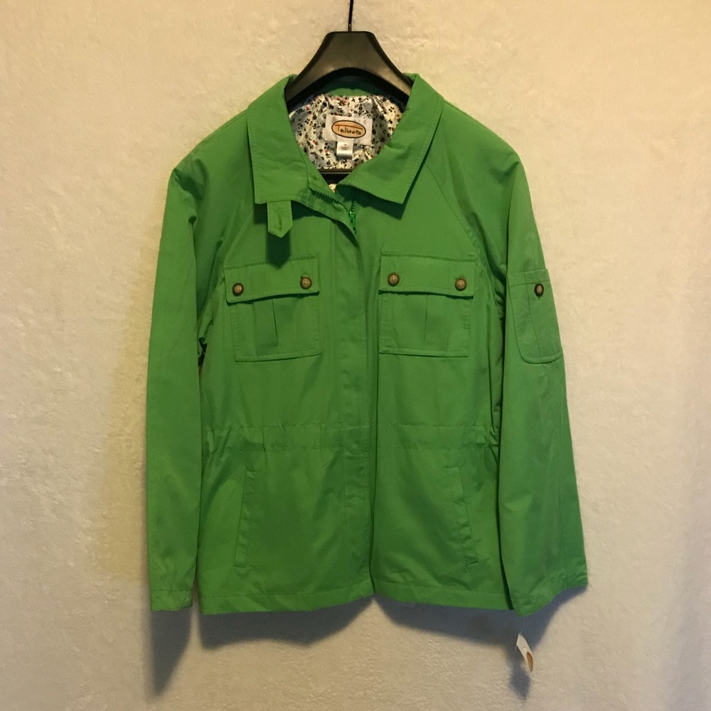 Talbots Full Zip Cinch Waist Green Jacket